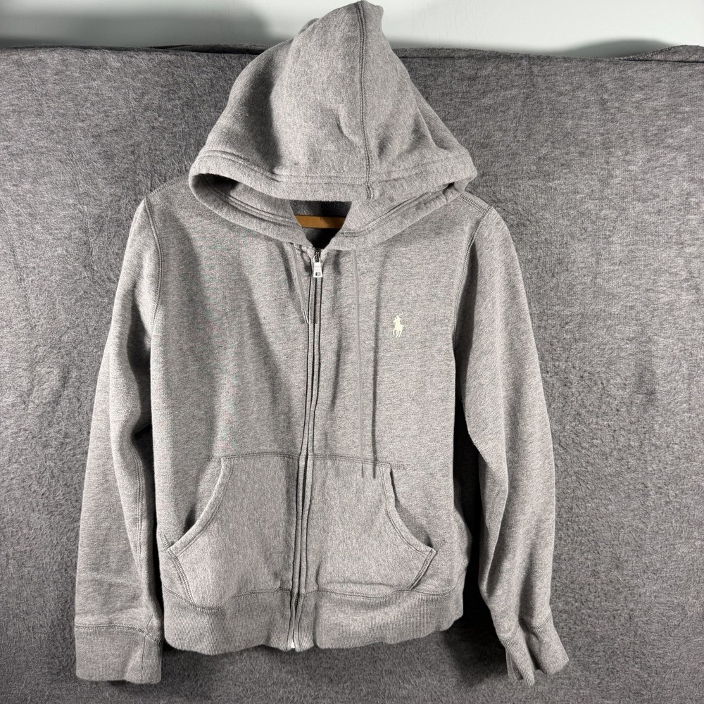 Polo Ralph Lauren Men's SZ L Full Zip Hoodie Pocket White Pony Preppy Athletic